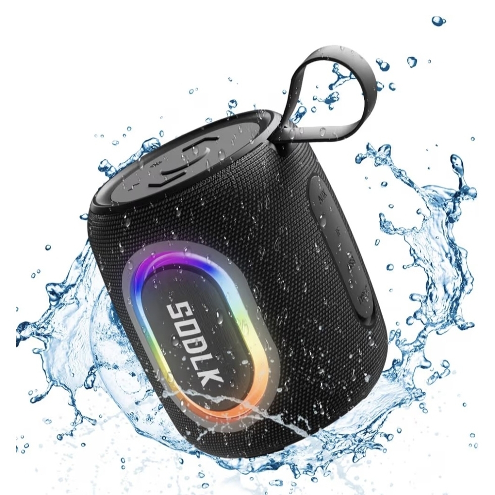 Black Portable Bluetooth Speaker with LED Lights